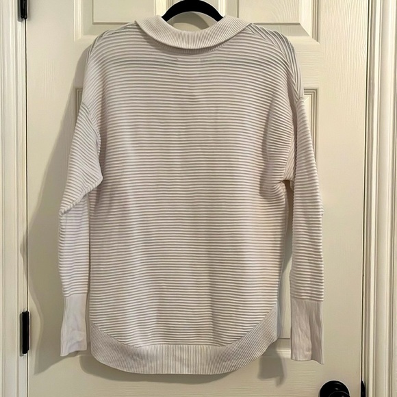 Aerie White Ribbed Collared Quarter-Zip Pullover Small Athleisure Loungewear - Picture 4 of 5